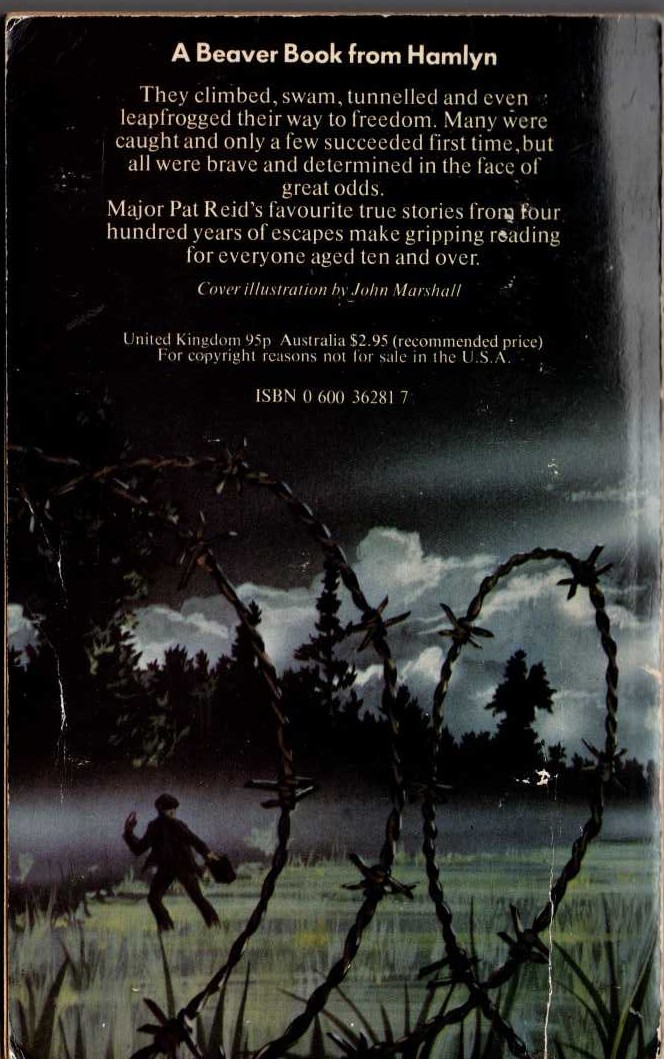 (P.R.Reid edits) MY FAVOURITE ESCAPE STORIES magnified rear book cover image