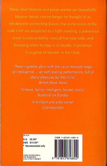 Margaret Atwood  MURDER IN THE DARK magnified rear book cover image