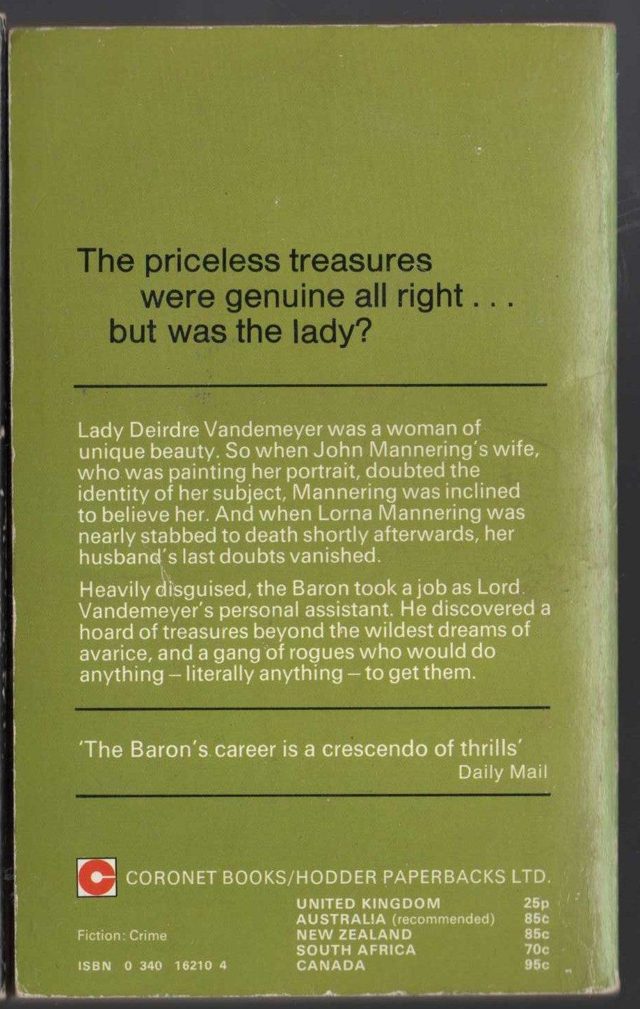 Anthony Morton  THE BARON AND THE UNFINISHED PORTRAIT magnified rear book cover image