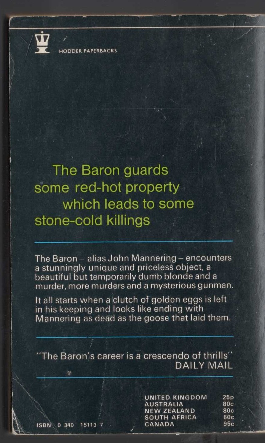 Anthony Morton  NEST EGG FOR THE BARON magnified rear book cover image