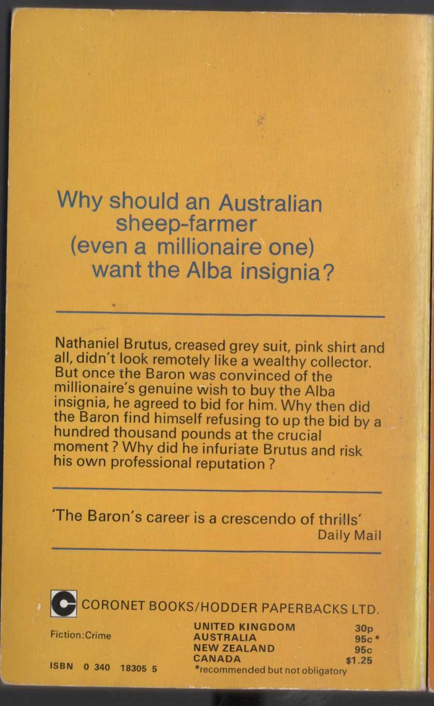 Anthony Morton  SPORT FOR THE BARON magnified rear book cover image