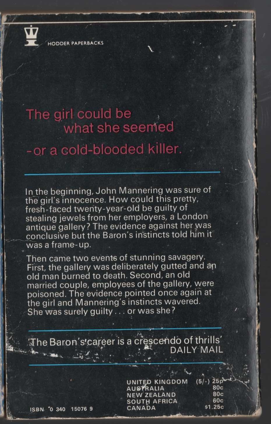 Anthony Morton  SALUTE FOR THE BARON magnified rear book cover image