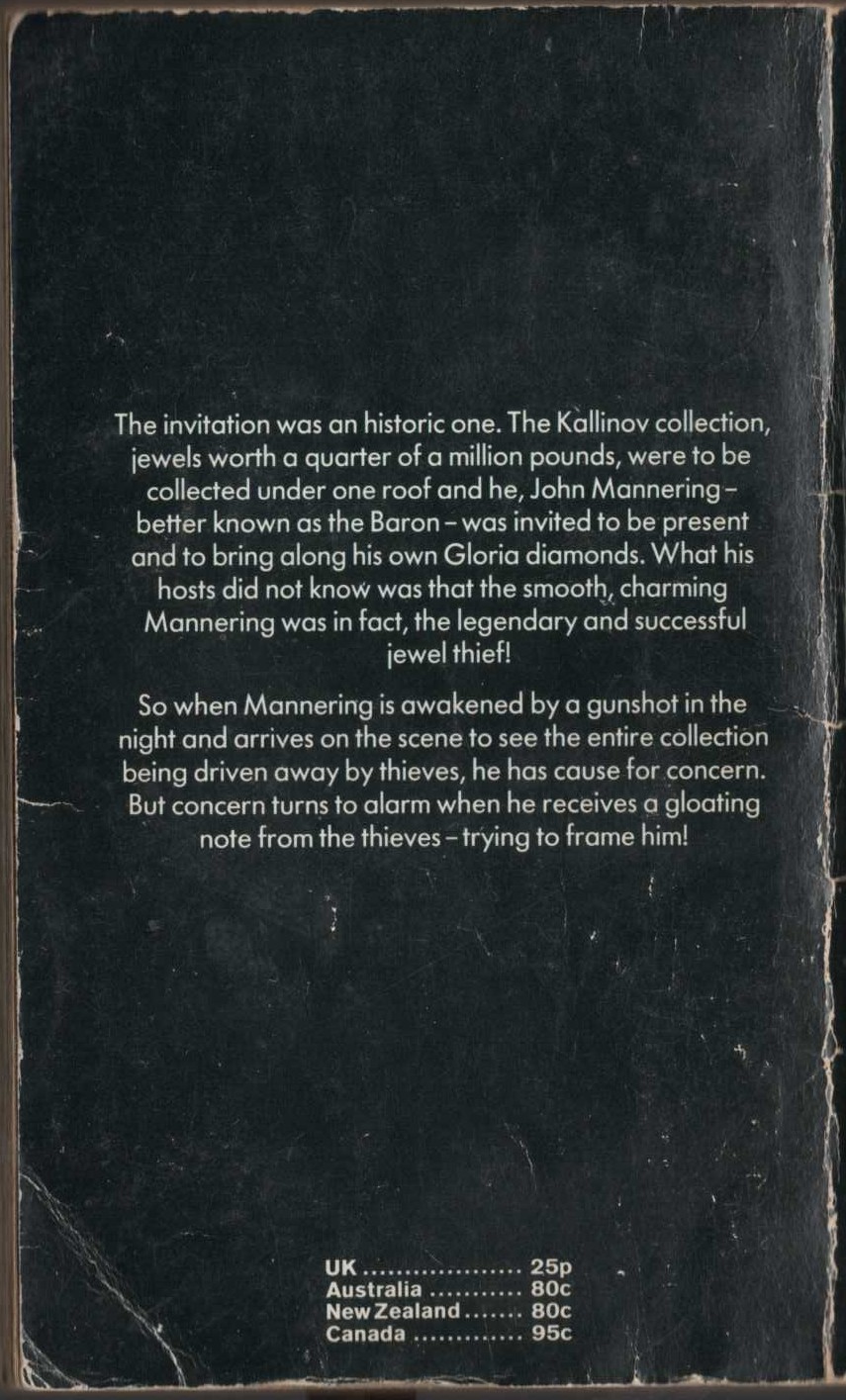Anthony Morton  THE BARON AT LARGE magnified rear book cover image