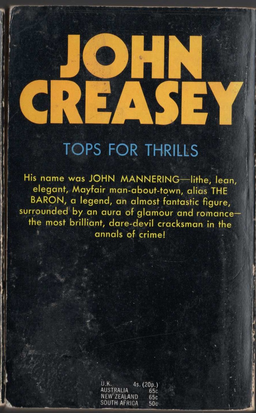 Anthony Morton  REWARD FOR THE BARON magnified rear book cover image