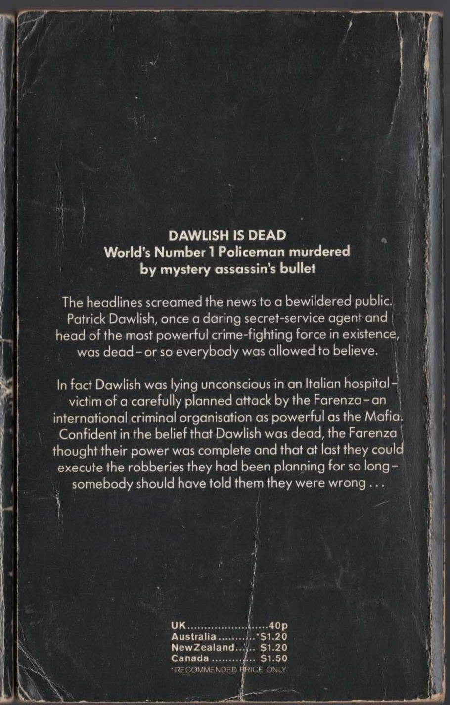 Gordon Ashe  A LIFE FOR A DEATH magnified rear book cover image
