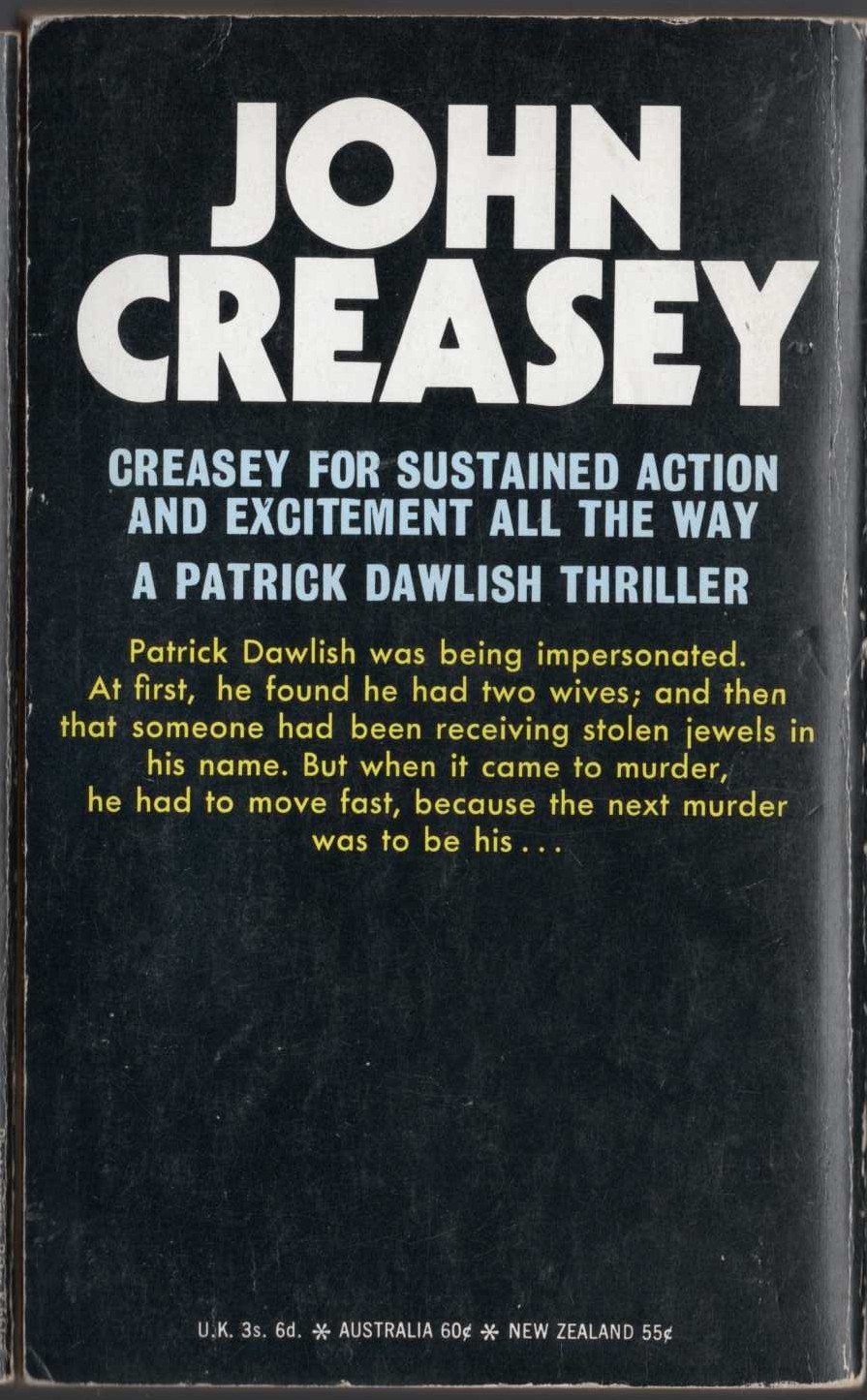 Gordon Ashe  DOUBLE FOR DEATH magnified rear book cover image