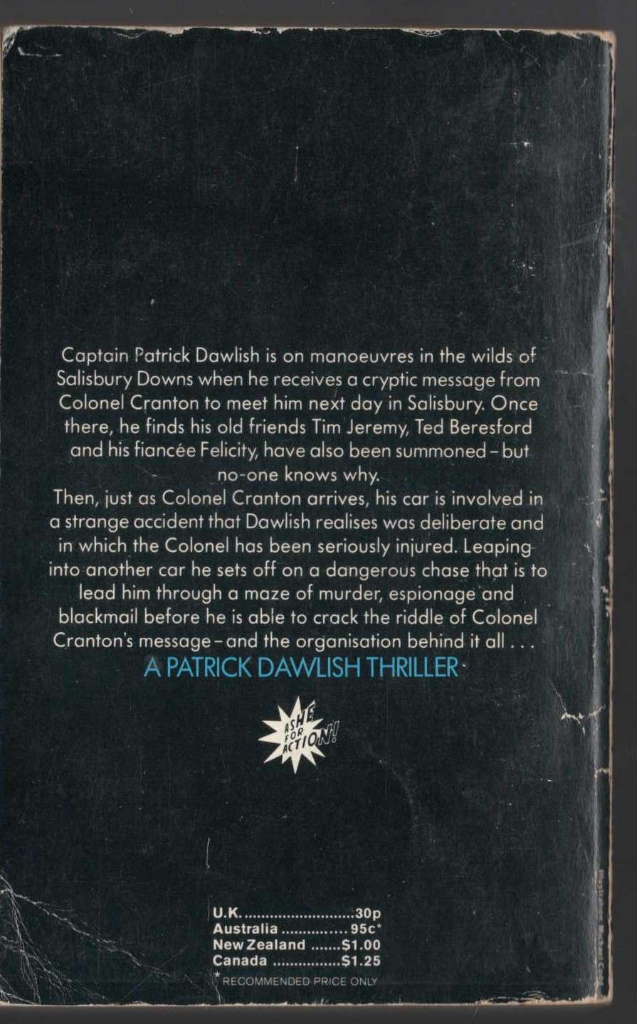 Gordon Ashe  DEATH IN HIGH PLACES magnified rear book cover image