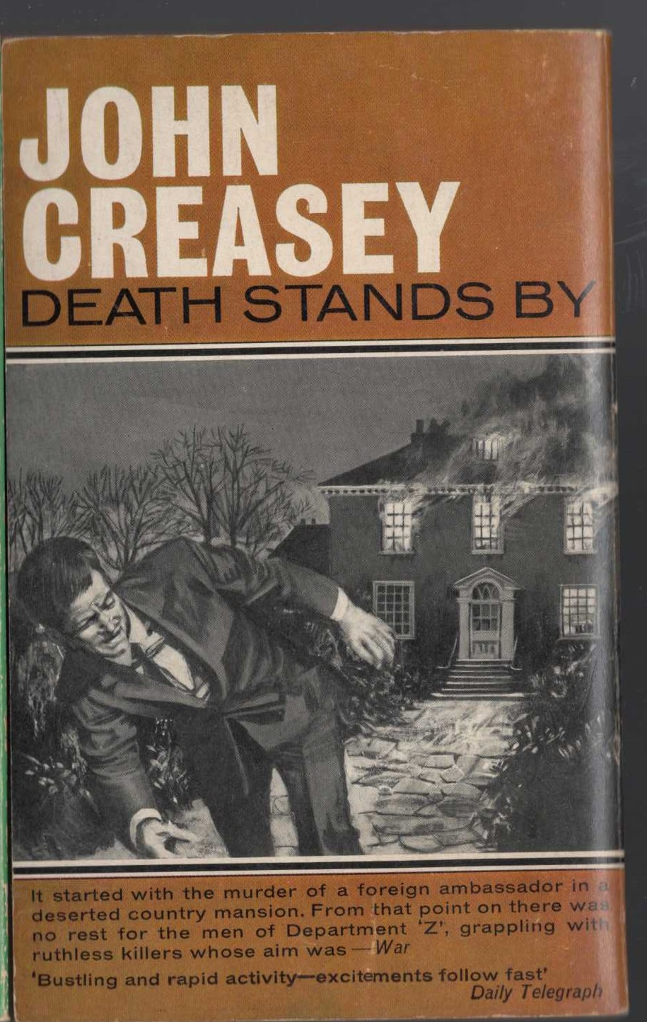 John Creasey  DEATH STANDS BY (Department 'Z') magnified rear book cover image