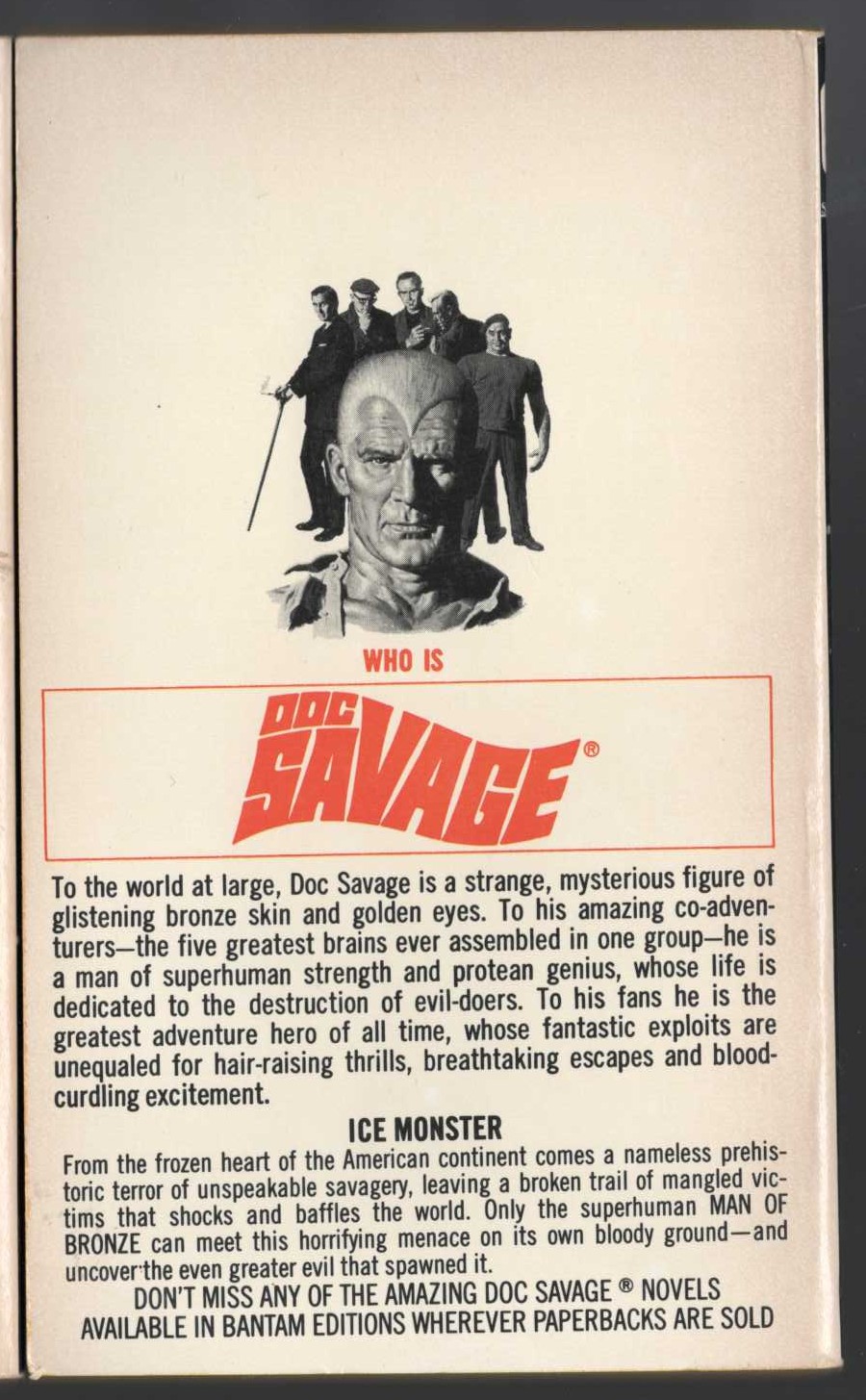 Kenneth Robeson  DOC SAVAGE: THE AWFUL EGG magnified rear book cover image