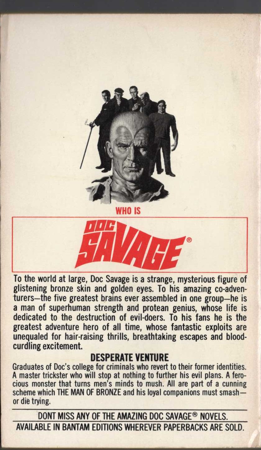 Kenneth Robeson  DOC SAVAGE: THE PURPLE DRAGON magnified rear book cover image