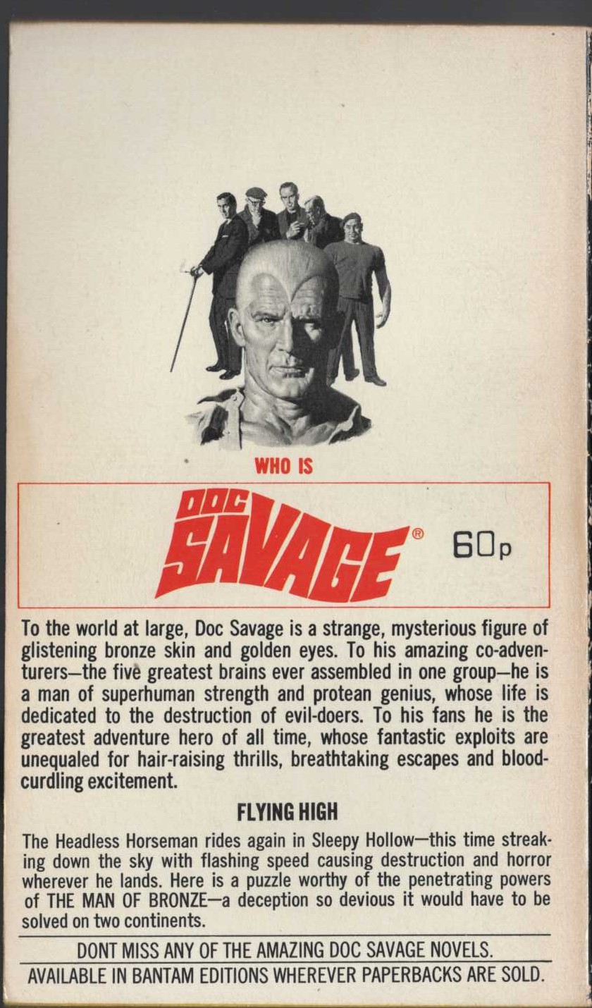 Kenneth Robeson  DOC SAVAGE: THE FLYING GOBLIN magnified rear book cover image
