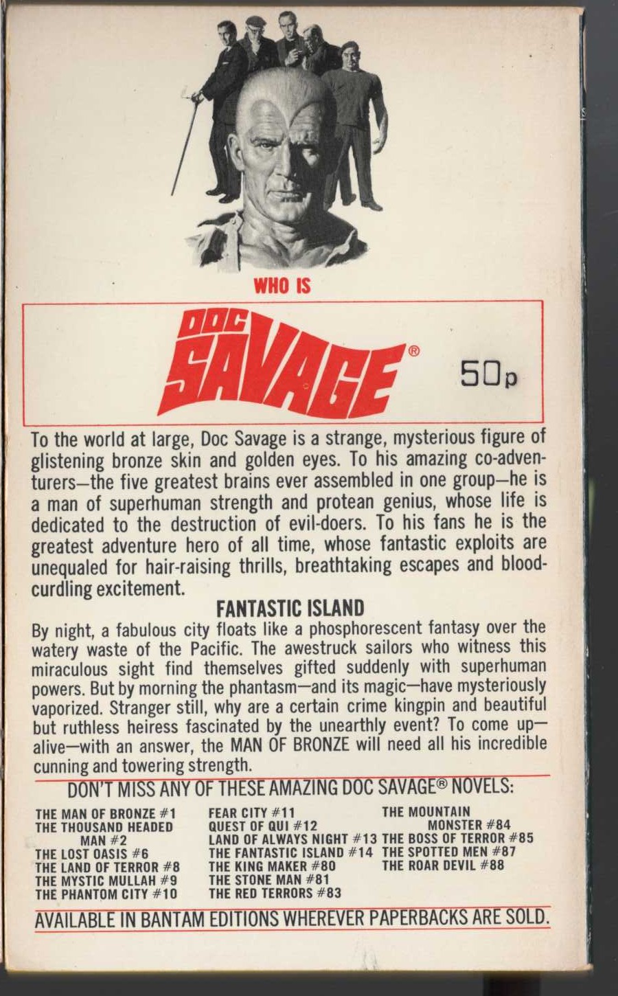 Kenneth Robeson  DOC SAVAGE: THE MAGIC ISLAND magnified rear book cover image