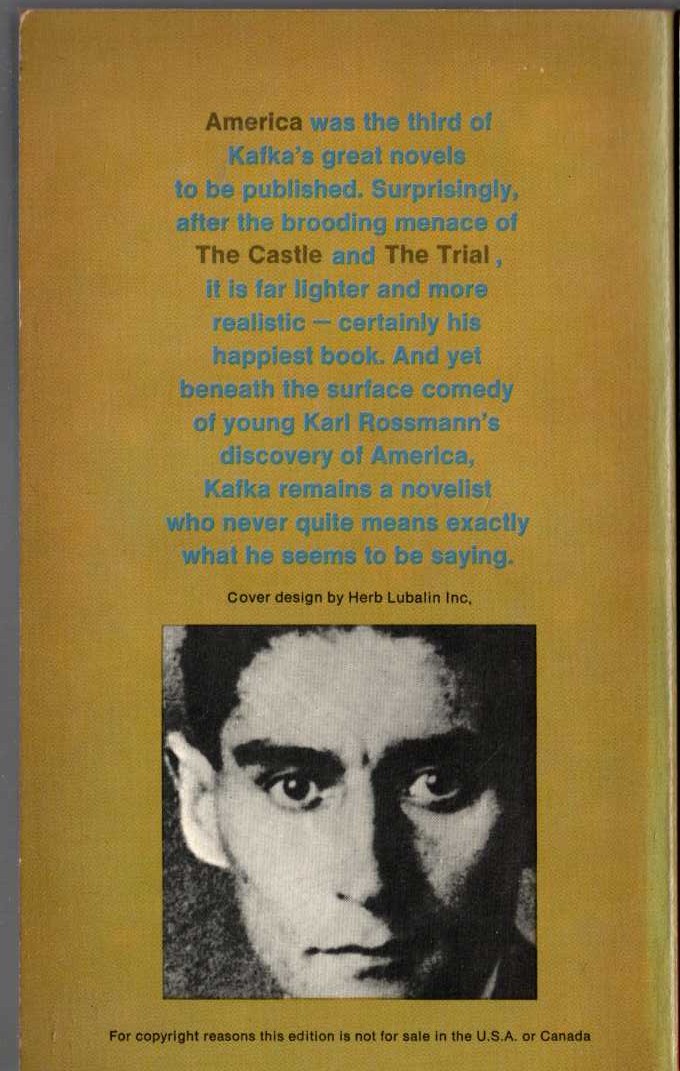 Franz Kafka  AMERICA magnified rear book cover image