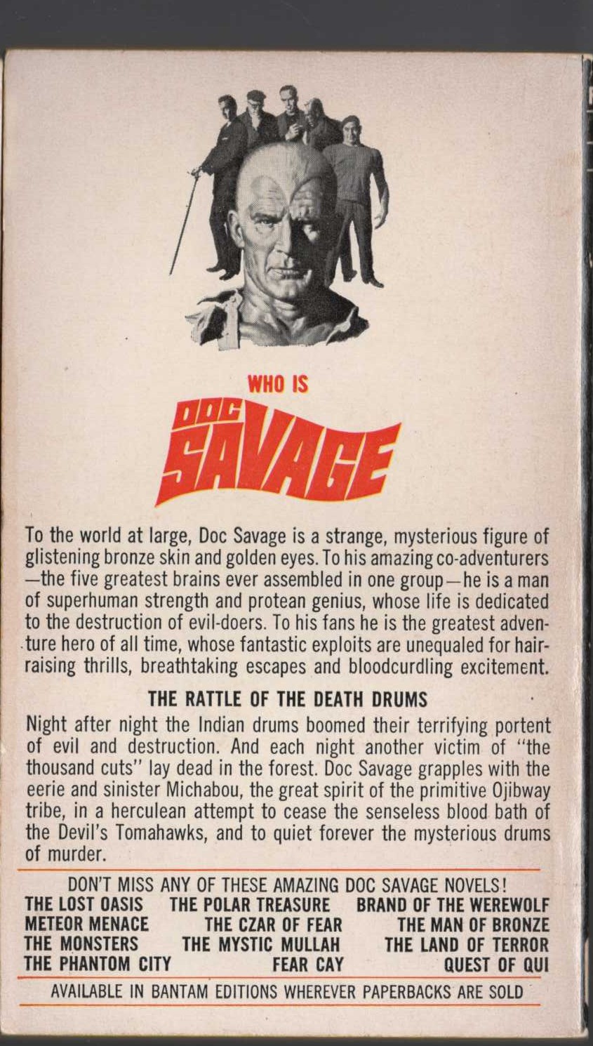 Kenneth Robeson  DOC SAVAGE: THE DEVIL'S PLAYGROUND magnified rear book cover image