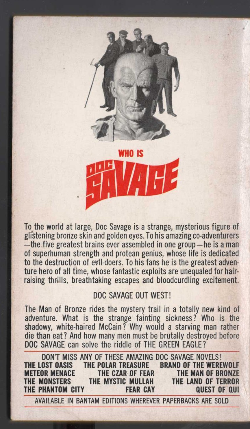 Kenneth Robeson  DOC SAVAGE: THE GREEN EAGLE magnified rear book cover image