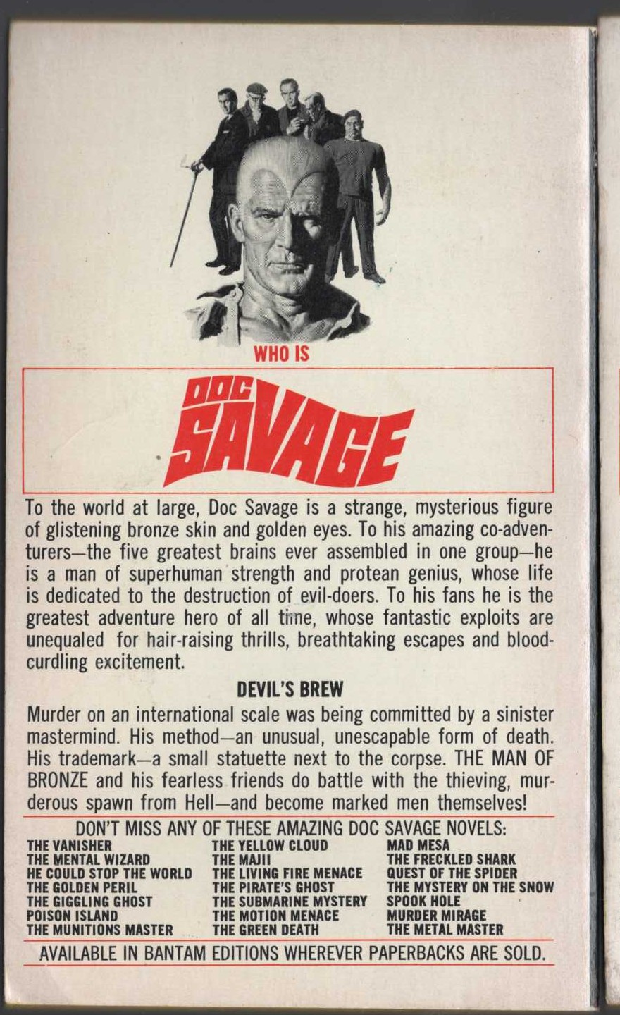Kenneth Robeson  DOC SAVAGE: THE SEVEN AGATE DEVILS magnified rear book cover image
