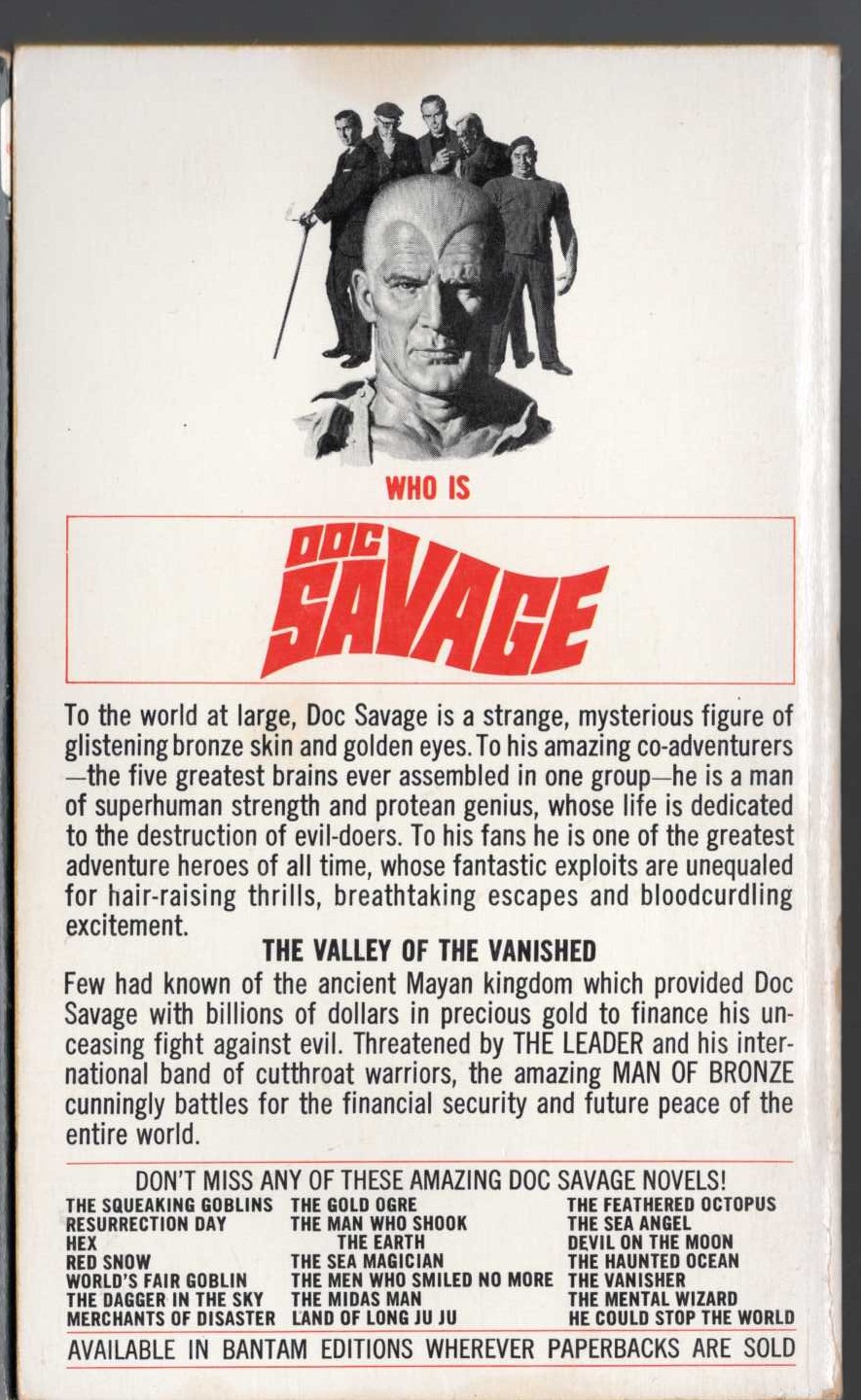Kenneth Robeson  DOC SAVAGE: THE GOLDEN PERIL magnified rear book cover image