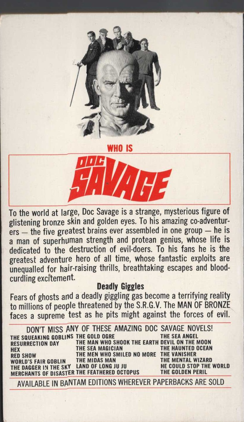 Kenneth Robeson  DOC SAVAGE: THE GIGGLING GHOSTS magnified rear book cover image