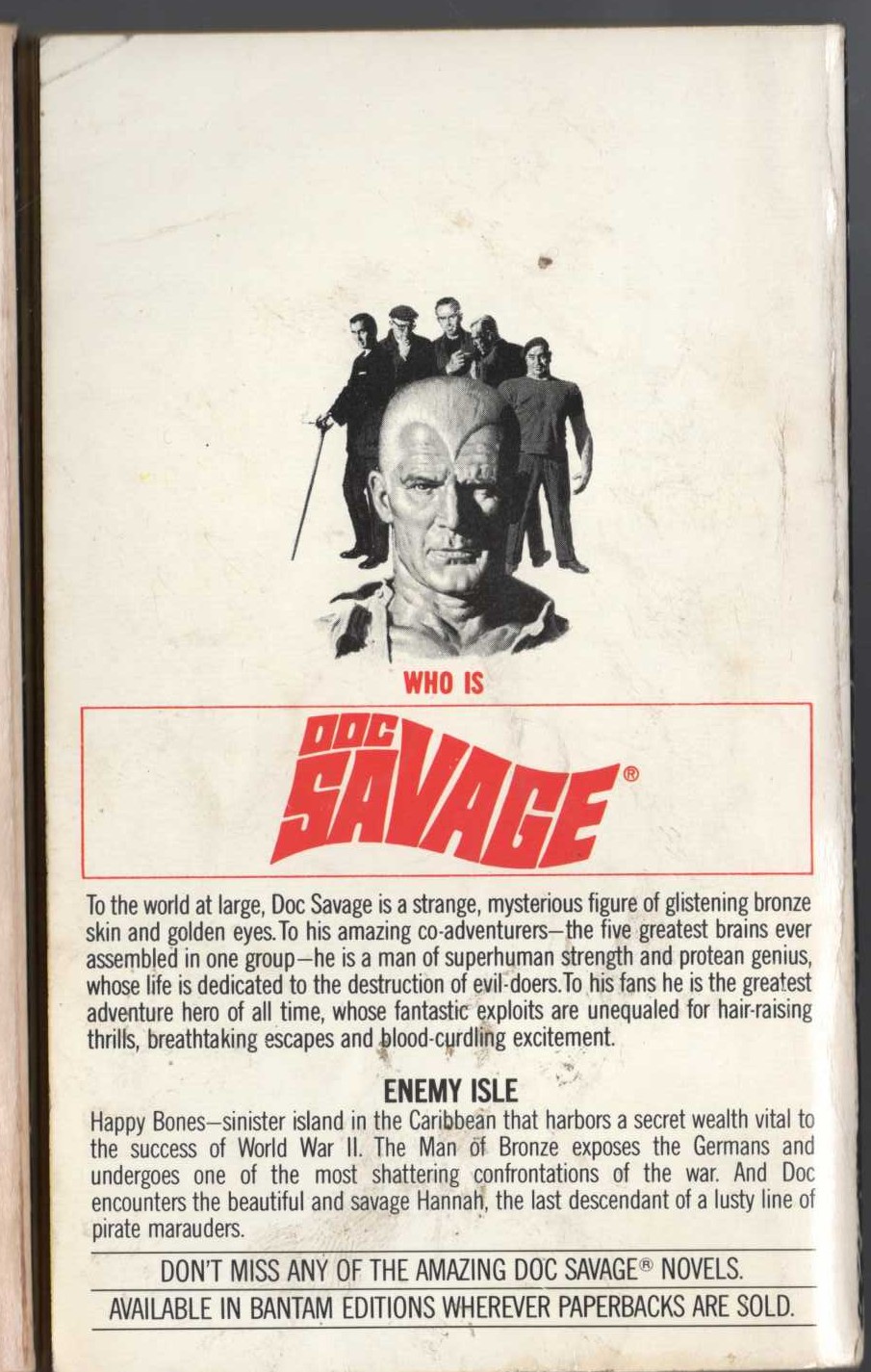 Kenneth Robeson  DOC SAVAGE: MYSTERY ON HAPPY BONES magnified rear book cover image