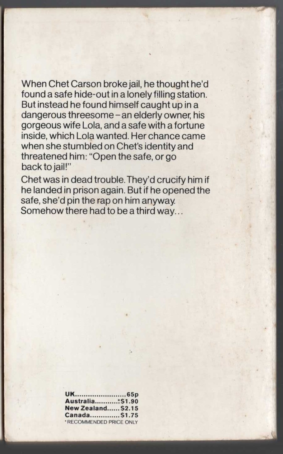 James Hadley Chase  COME EASY - GO EASY magnified rear book cover image