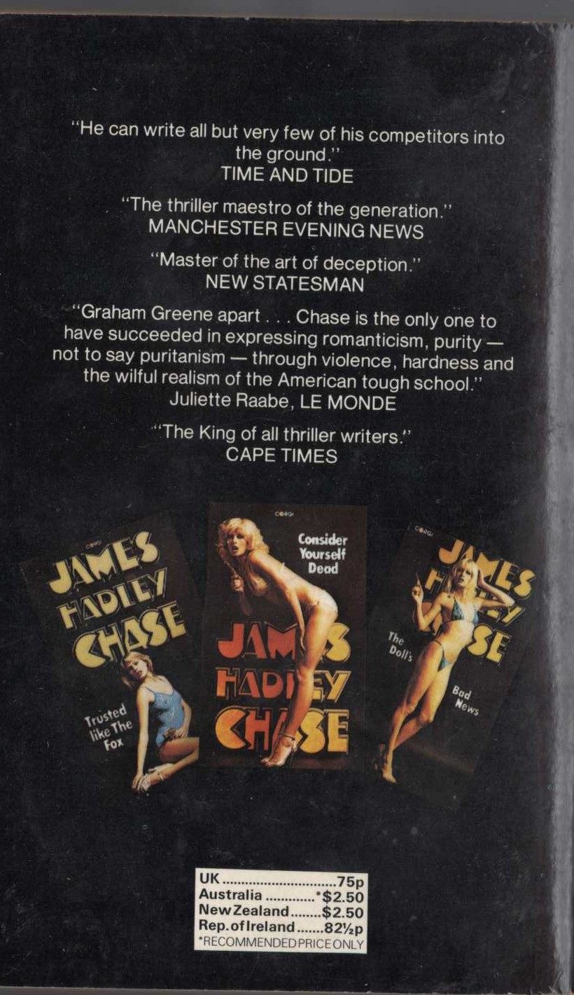 James Hadley Chase  TELL IT TO THE BIRDS magnified rear book cover image