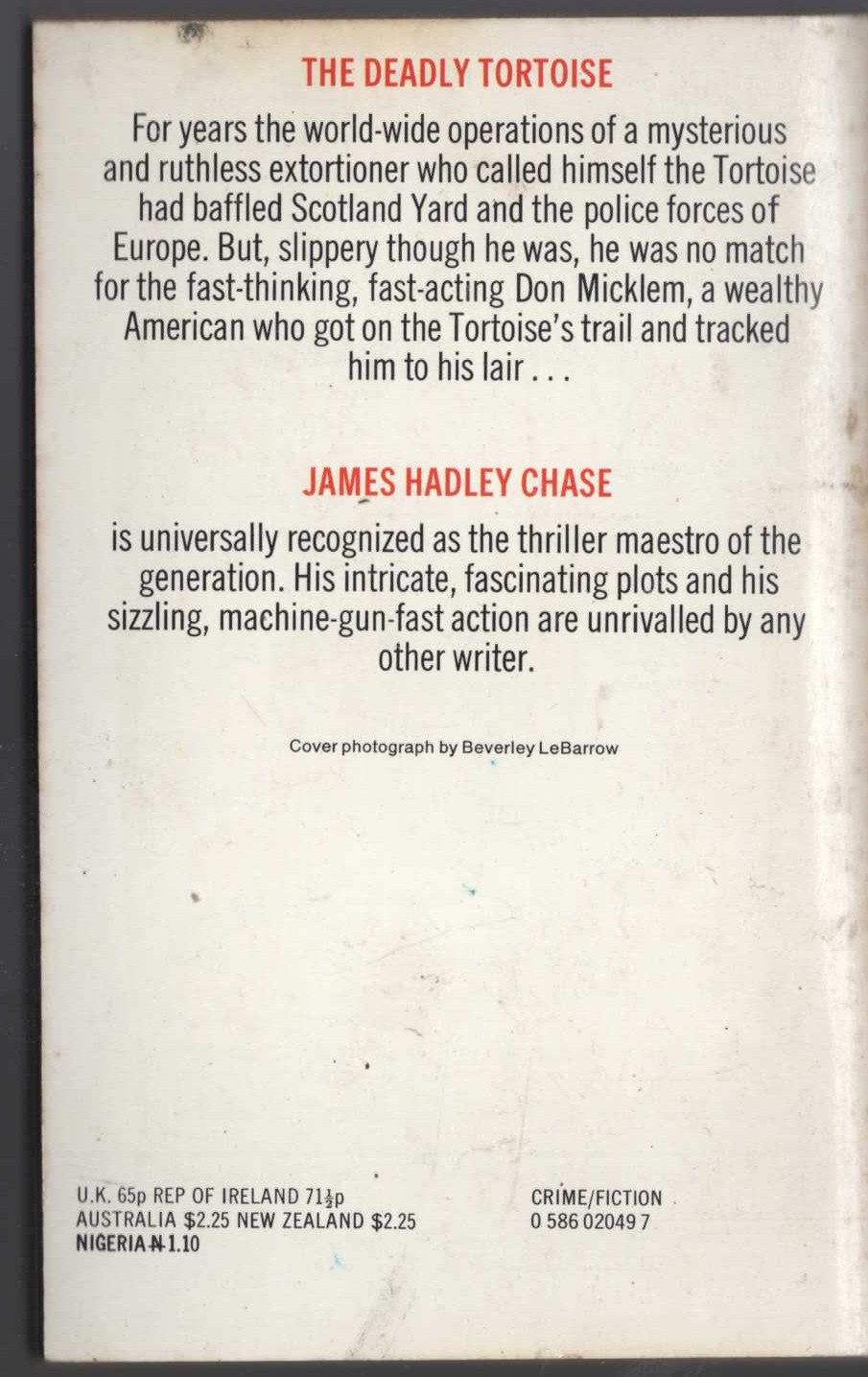 James Hadley Chase  MISSION TO SIENA magnified rear book cover image