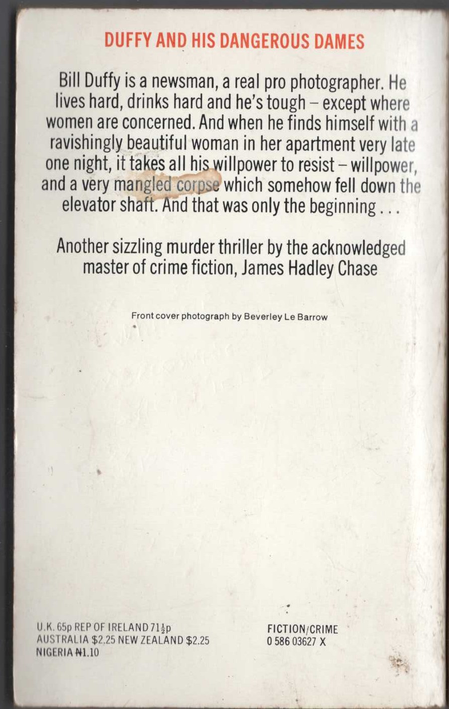 James Hadley Chase  HE WON'T NEED IT NOW magnified rear book cover image