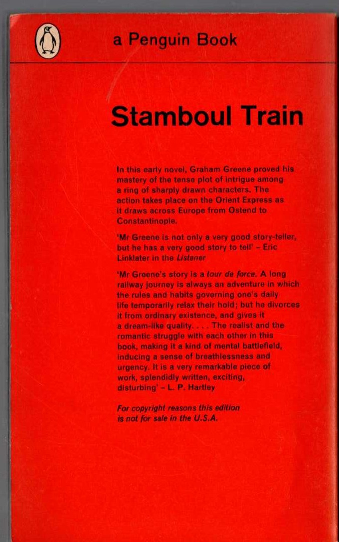 Graham Greene  STAMBOUL TRAIN magnified rear book cover image