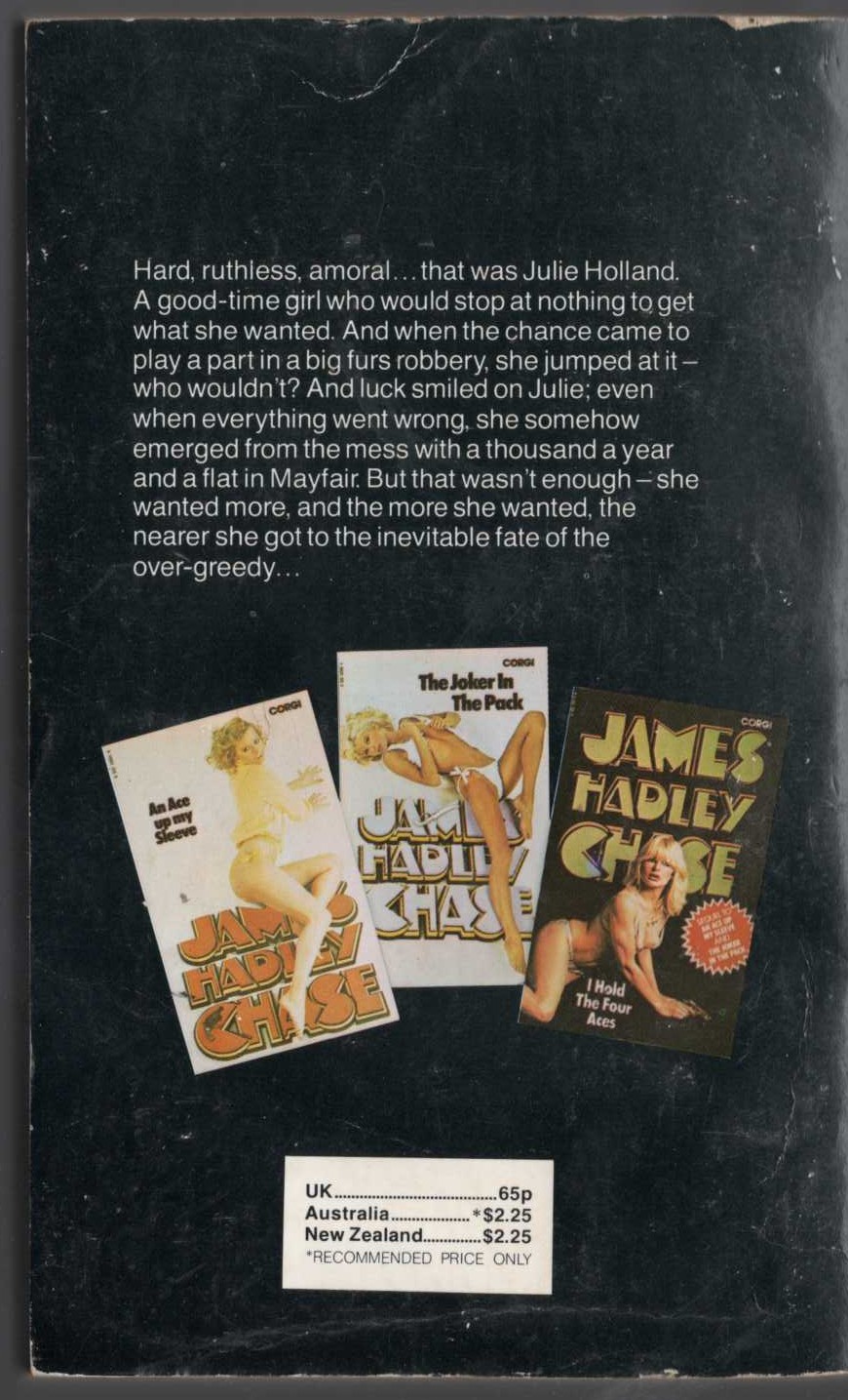 James Hadley Chase  THE PAW IN THE BOTTLE magnified rear book cover image