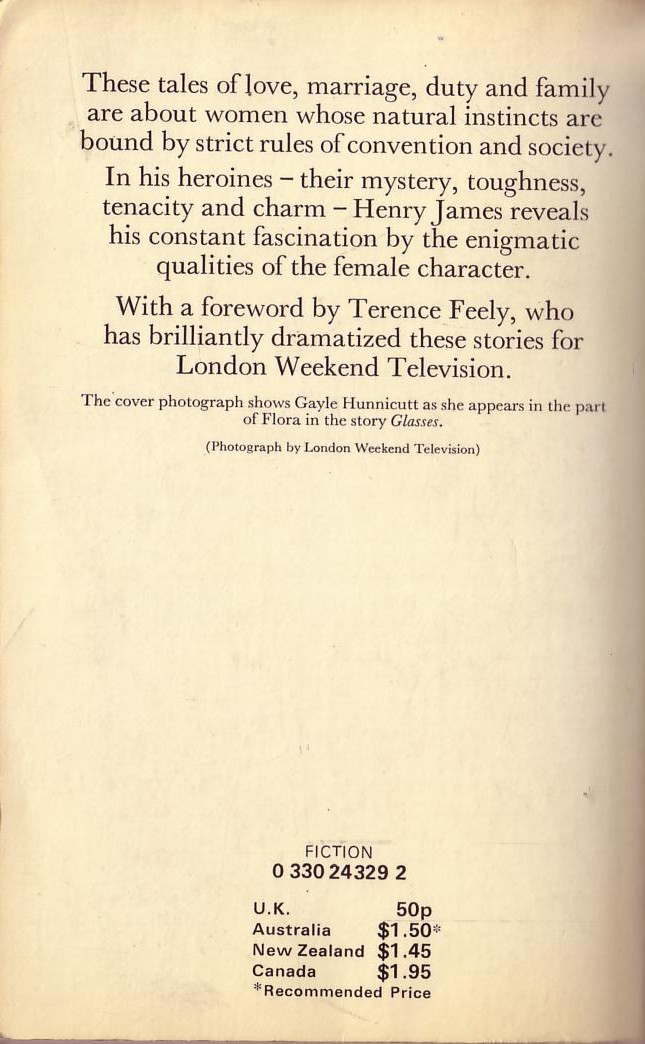 Henry James  AFFAIRS OF THE HEART (LWT) magnified rear book cover image