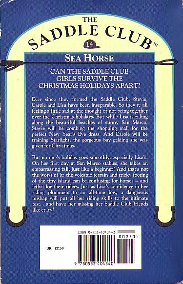 Bonnie Bryant  THE SADDLE CLUB 14: Sea Horse magnified rear book cover image