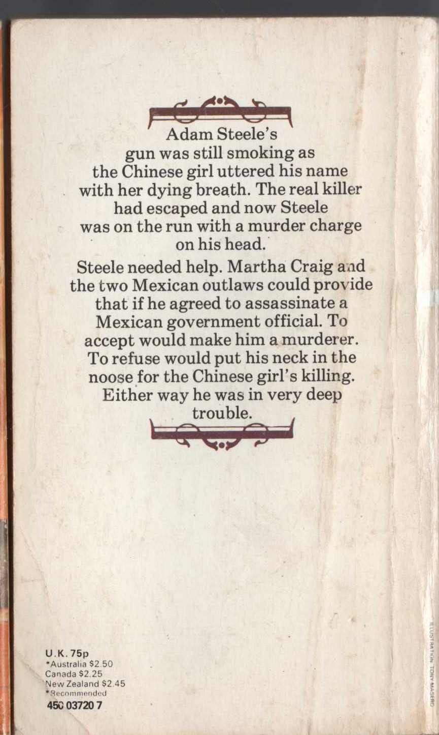 George G. Gilman  ADAM STEELE 20: WANTED FOR MURDER magnified rear book cover image