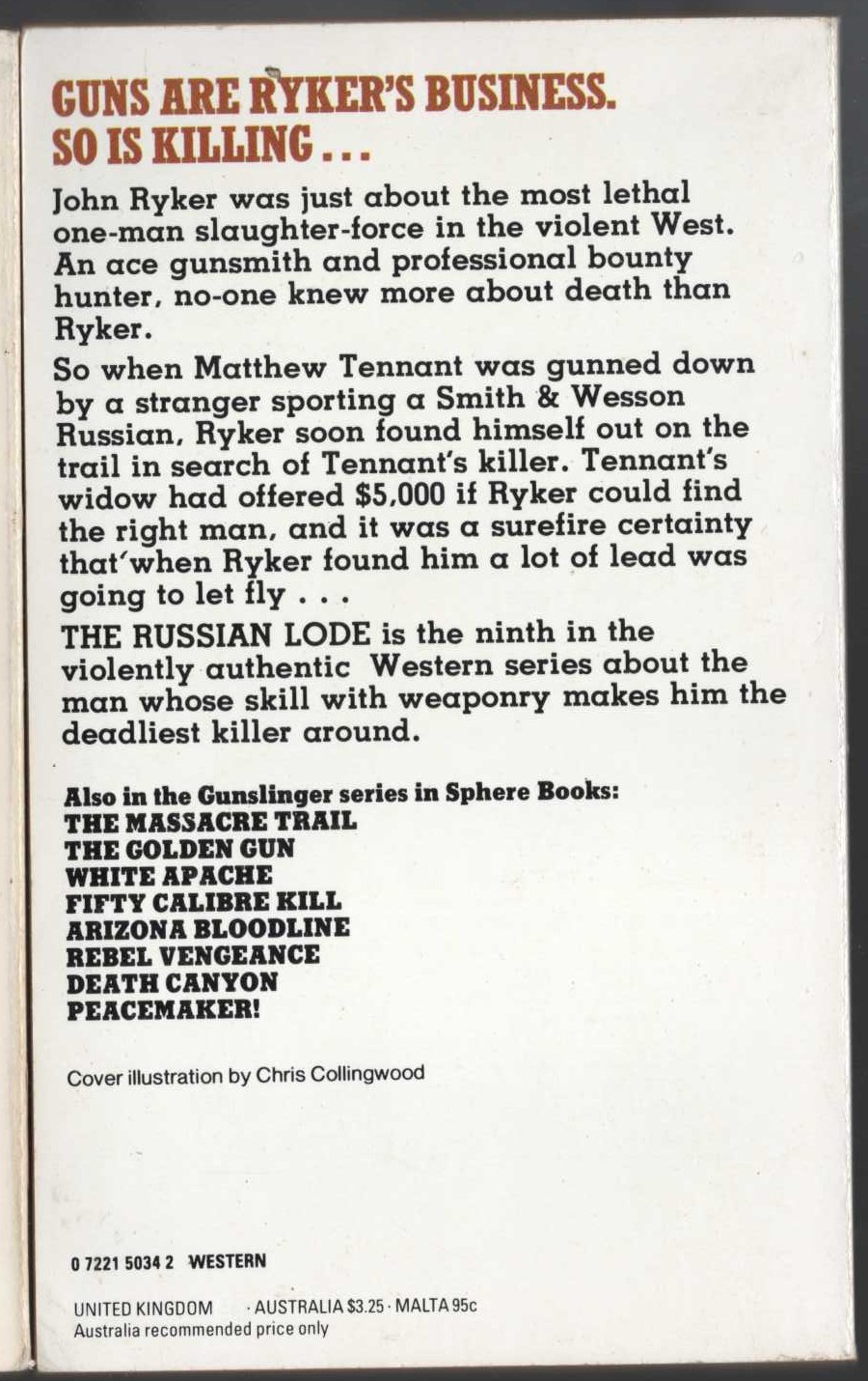 Charles C. Garrett  GUNSLINGER: THE RUSSIAN LODE magnified rear book cover image