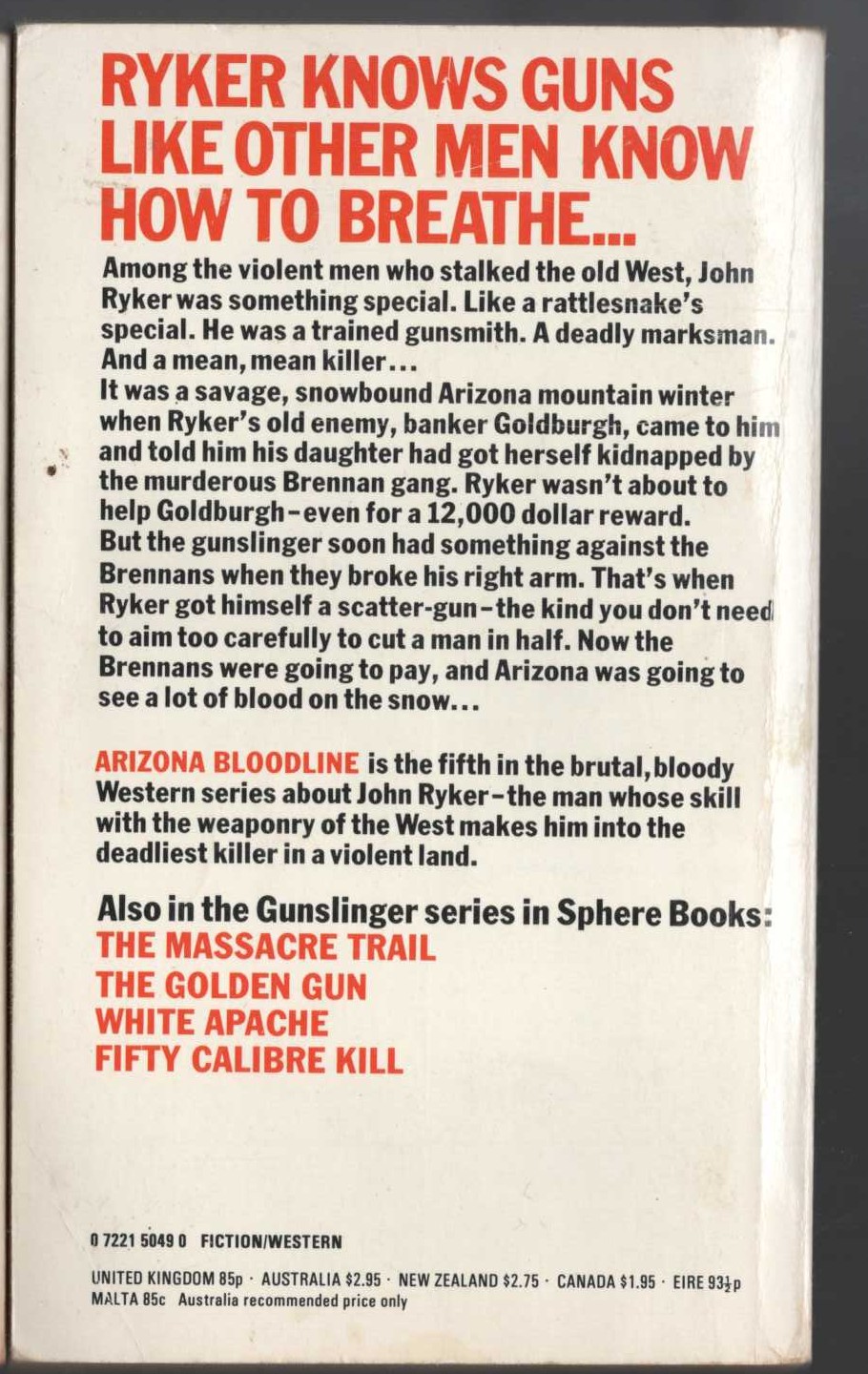 Charles C. Garrett  GUNSLINGER: ARIZONA BLOODLINE magnified rear book cover image