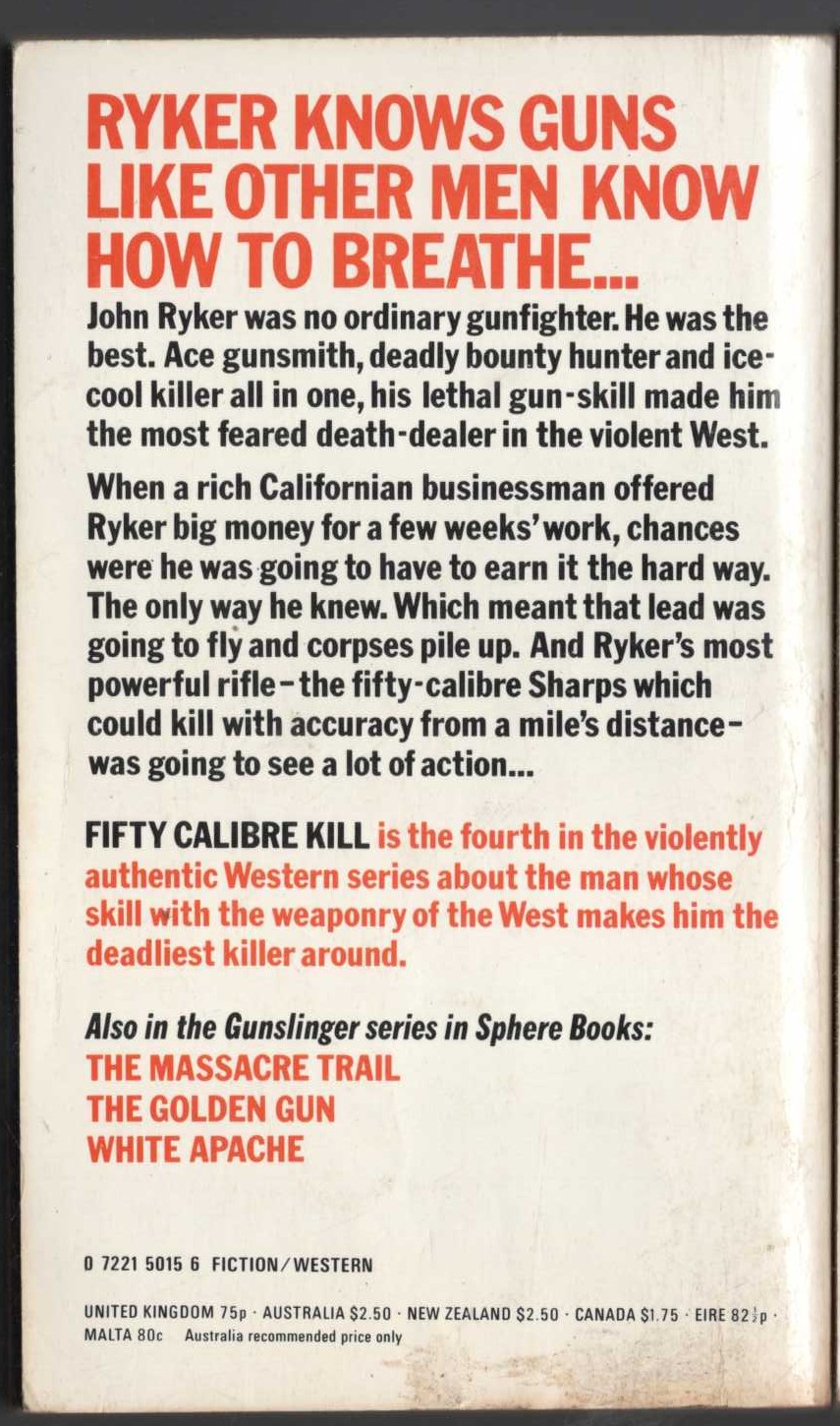 Charles C. Garrett  GUNSLINGER: FIFTY CALIBRE ILL magnified rear book cover image