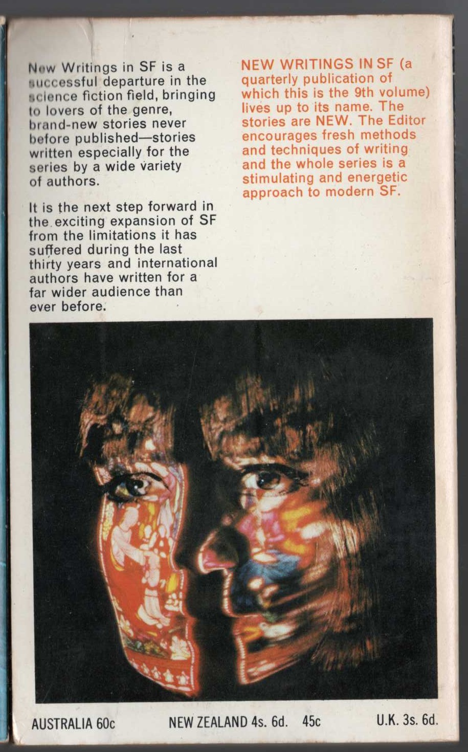 John Carnell (edits) NEW WRITINGS IN SF-9 magnified rear book cover image