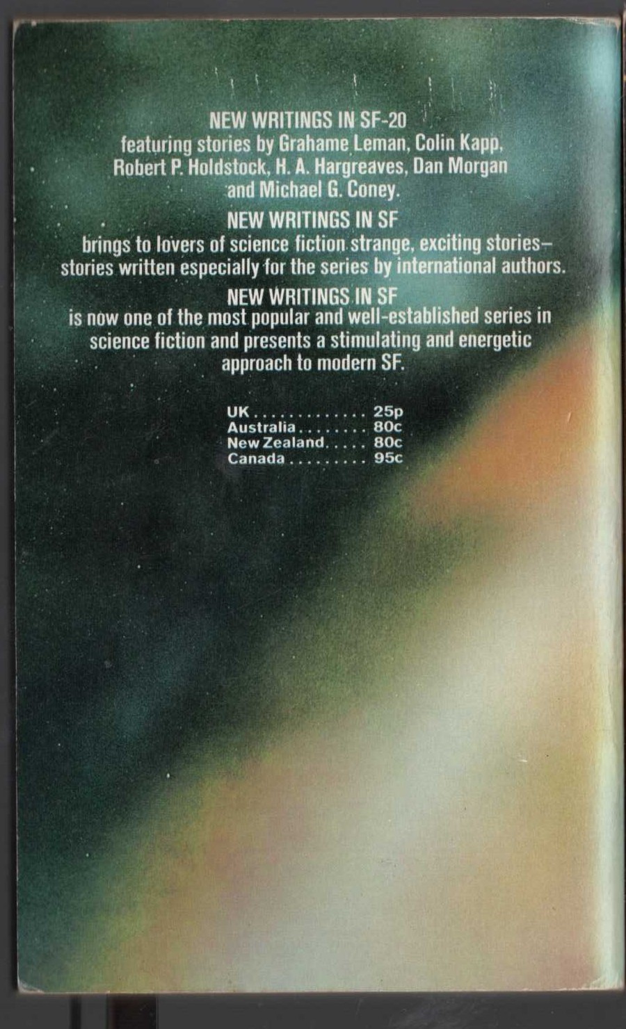 John Carnell (edits) NEW WRITINGS IN SF-20 magnified rear book cover image