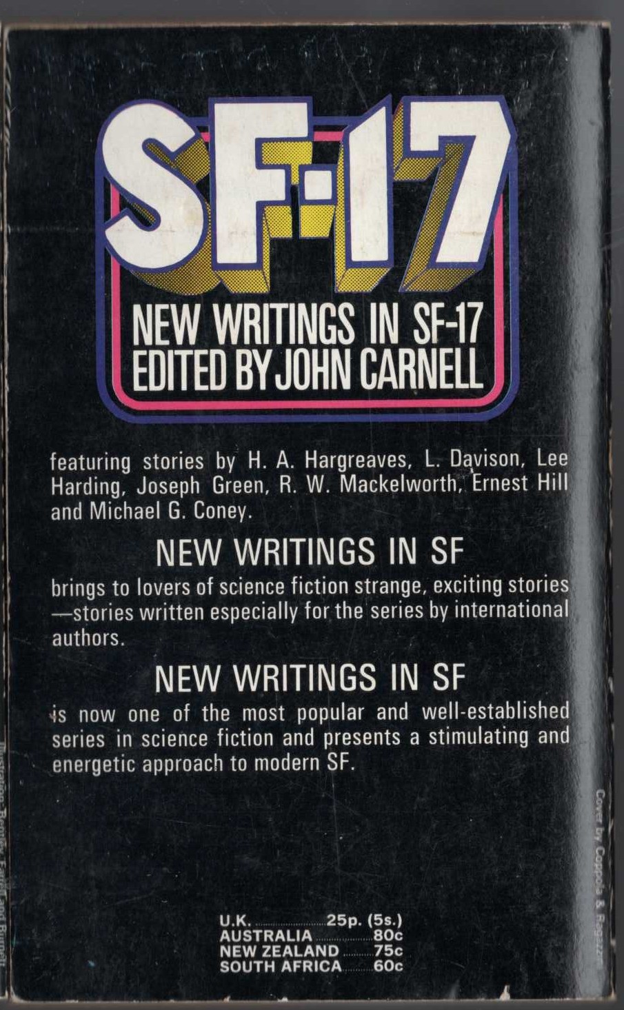 John Carnell (edits) NEW WRITINGS IN SF-17 magnified rear book cover image