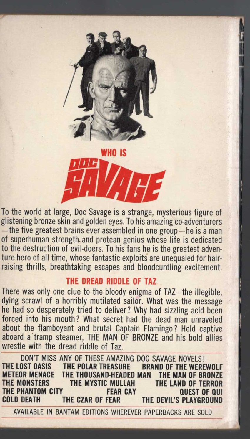 Kenneth Robeson  DOC SAVAGE: MYSTERY UNDER THE SEA magnified rear book cover image