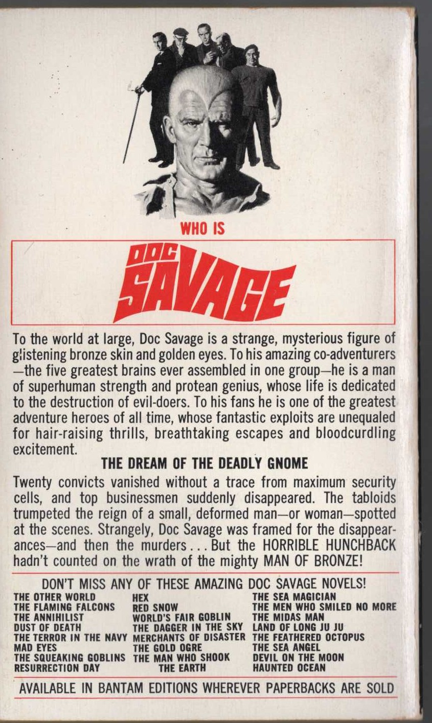Kenneth Robeson  DOC SAVAGE: THE VANISHER magnified rear book cover image