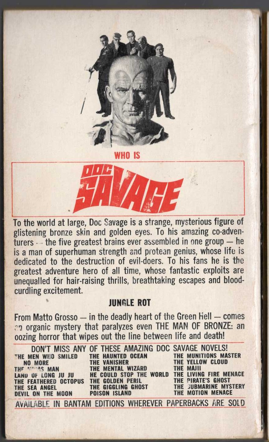 Kenneth Robeson  DOC SAVAGE: THE GREEN DEATH magnified rear book cover image