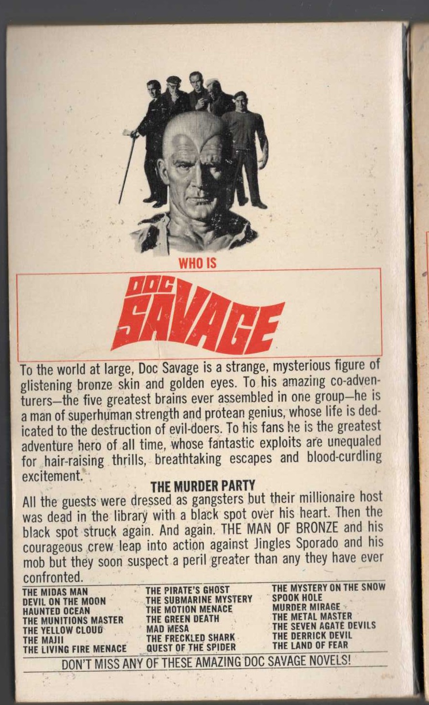 Kenneth Robeson  DOC SAVAGE: THE BLACK SPOT magnified rear book cover image