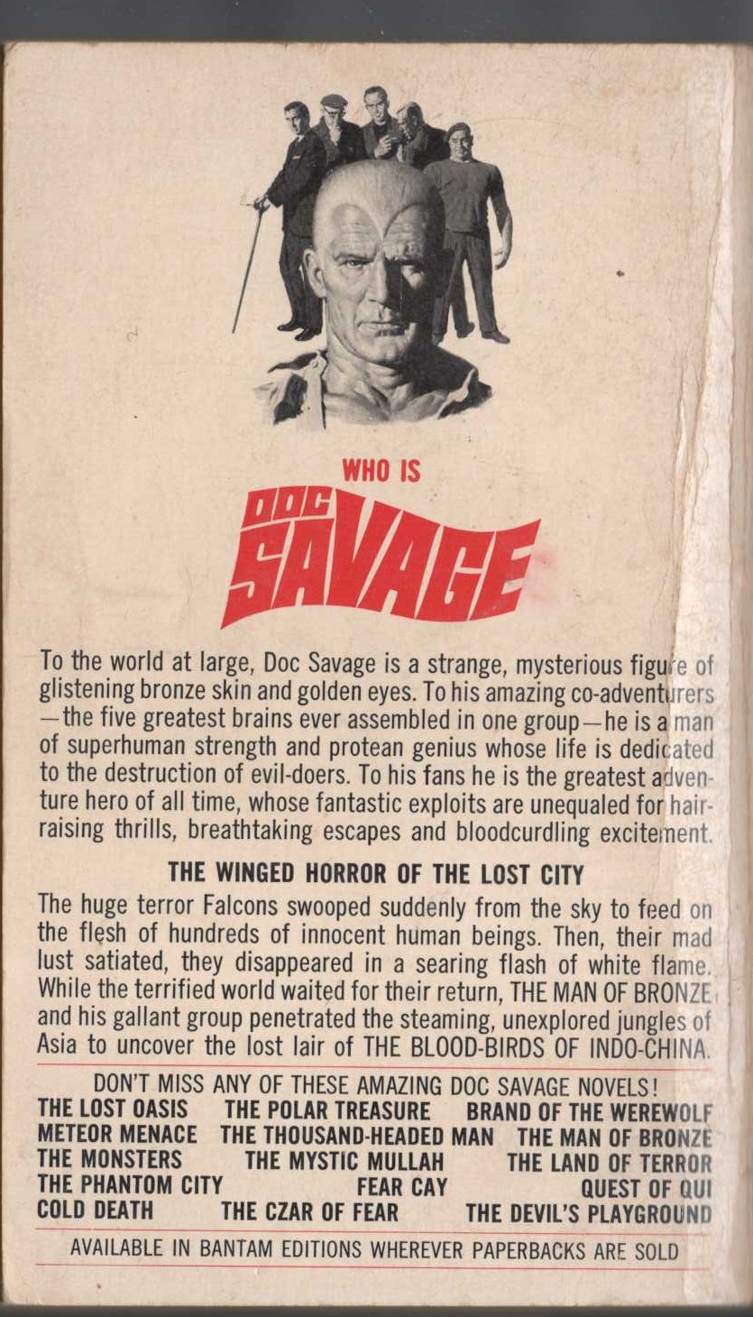 Kenneth Robeson  DOC SAVAGE: THE FLAMING FALCONS magnified rear book cover image