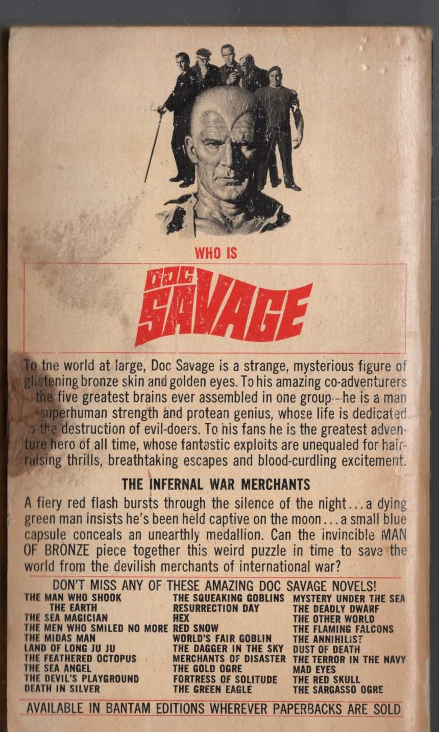 Kenneth Robeson  DOC SAVAGE: DEVIL ON THE MOON magnified rear book cover image