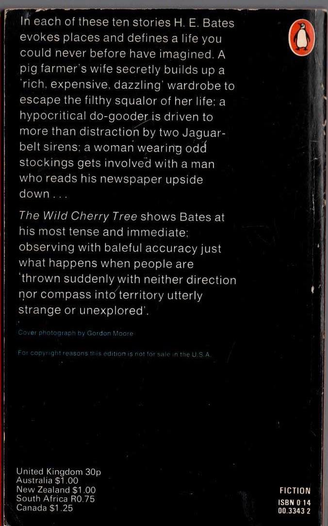 H.E. Bates  THE WILD CHERRY TREE magnified rear book cover image