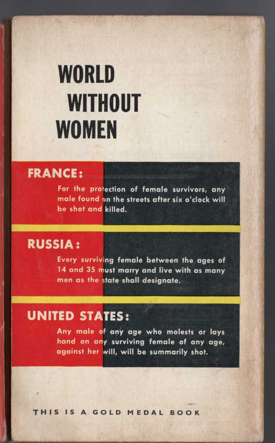 WORLD WITHOUT WOMEN magnified rear book cover image