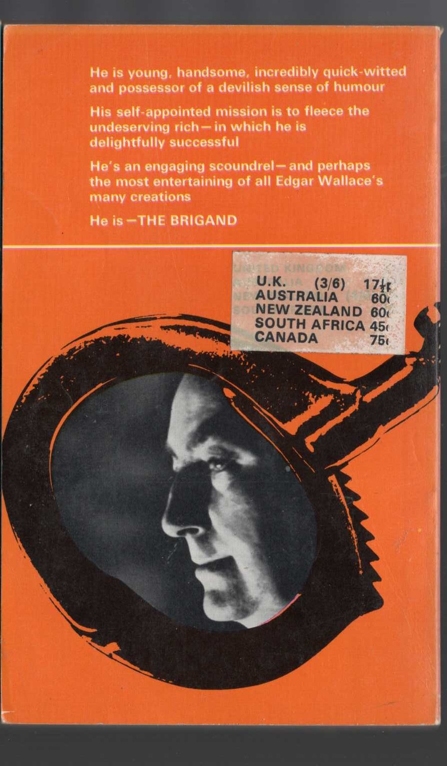 Edgar Wallace  THE BRIGAND magnified rear book cover image