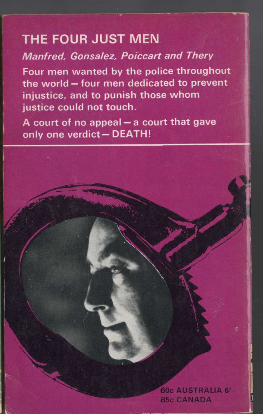 Edgar Wallace  THE FOUR JUST MEN magnified rear book cover image