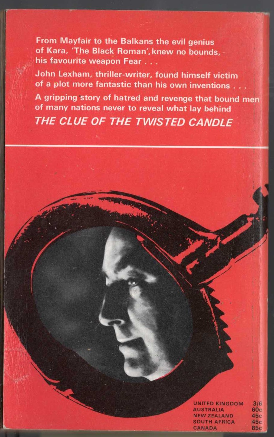 Edgar Wallace  THE CLUE OF THE TWISTED CANDLE magnified rear book cover image