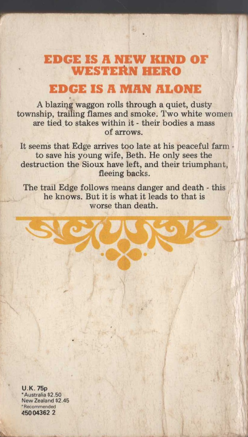 George G. Gilman  EDGE 11: SIOUX UPRISING magnified rear book cover image